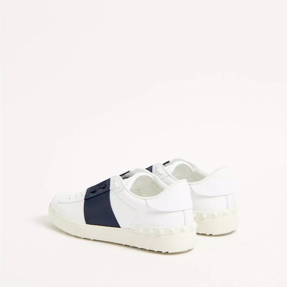 Valentino Garavani Calfskin Open Sneakers White/Navy Leather - Picture 2 of 12